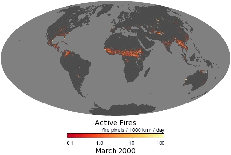 Fire data visualization/heat map from NASA