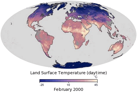 Land Surface Temperature data visualization/heat map from NASA
