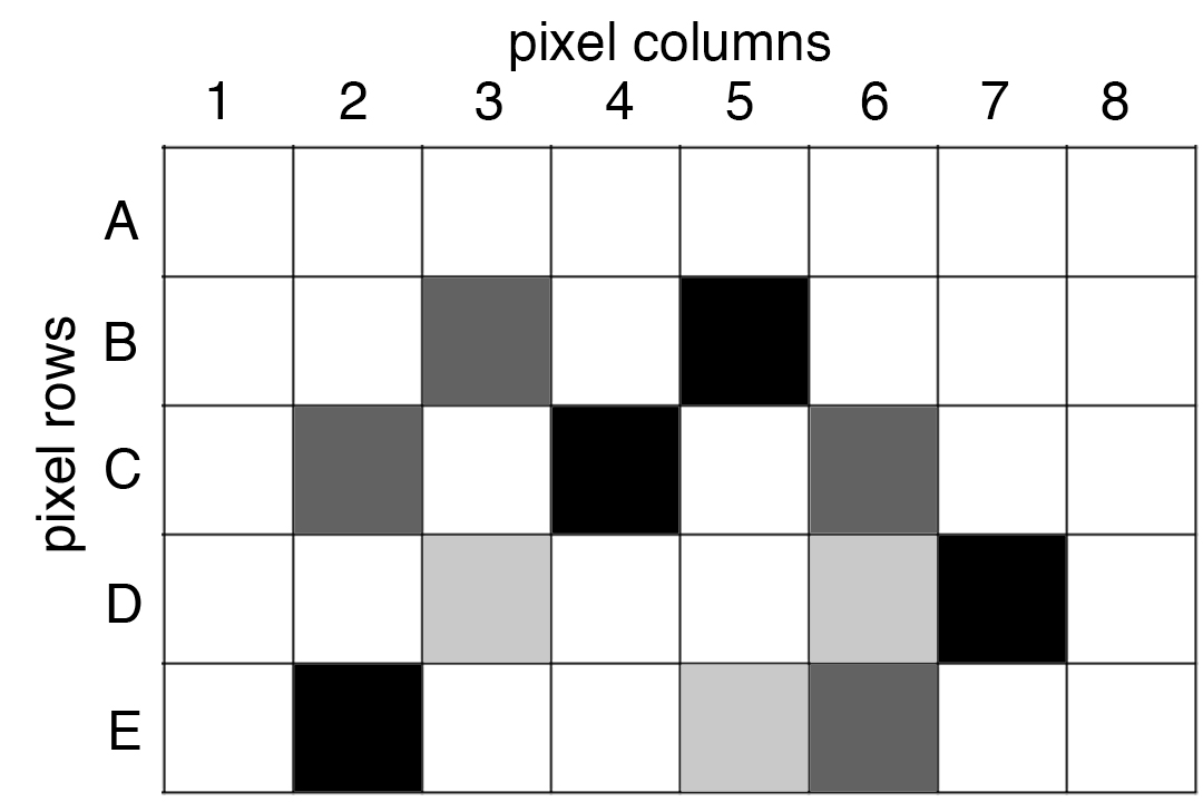 sample sensor array showing shaded pixels