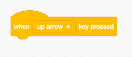 Scratch code block showing when up arrow key pressed