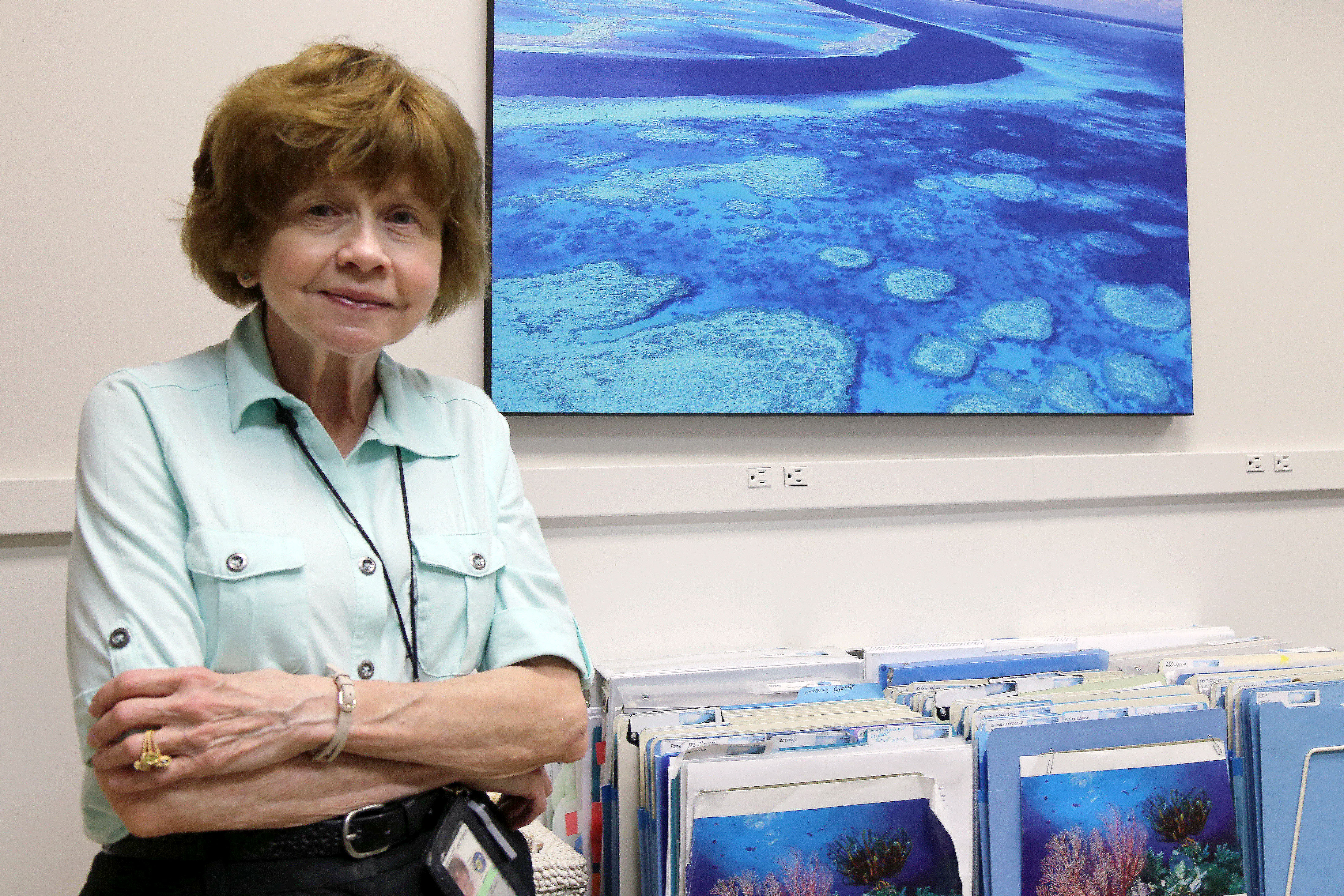 Jean Dickey in her office at JPL