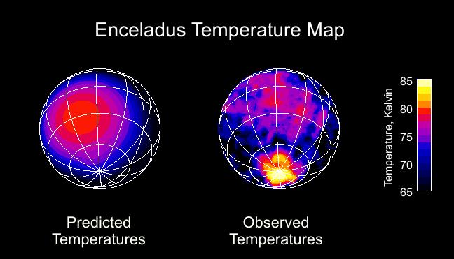 Heat map of Saturn's moon Enceladus