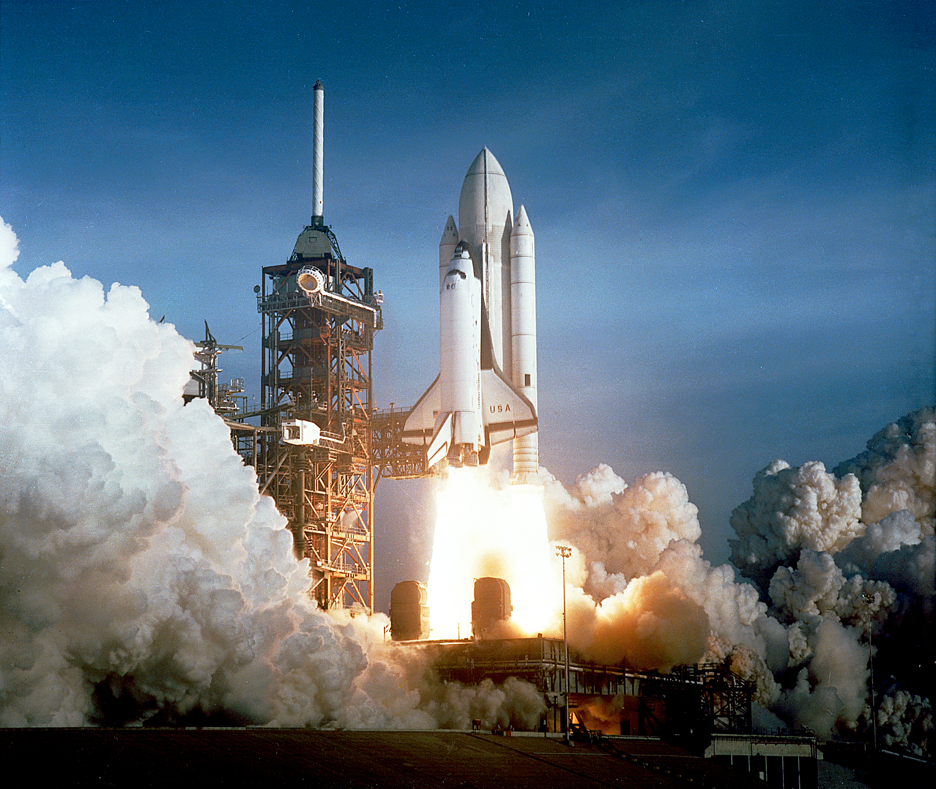 STS-1 Launches from NASA's Kennedy Space Flight Center in Florida.
