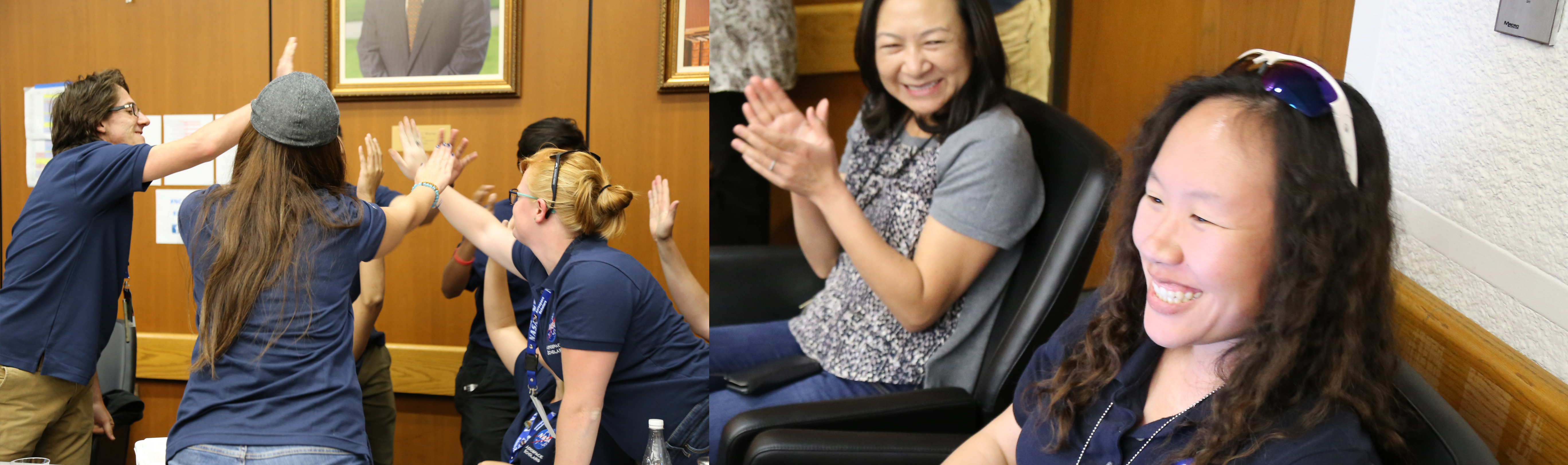 The Blue Team and their mentor, Amelia Quon, celebrate their win
