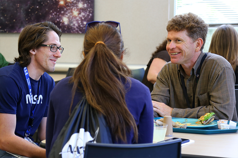 NCAS students networking during lunch at JPL