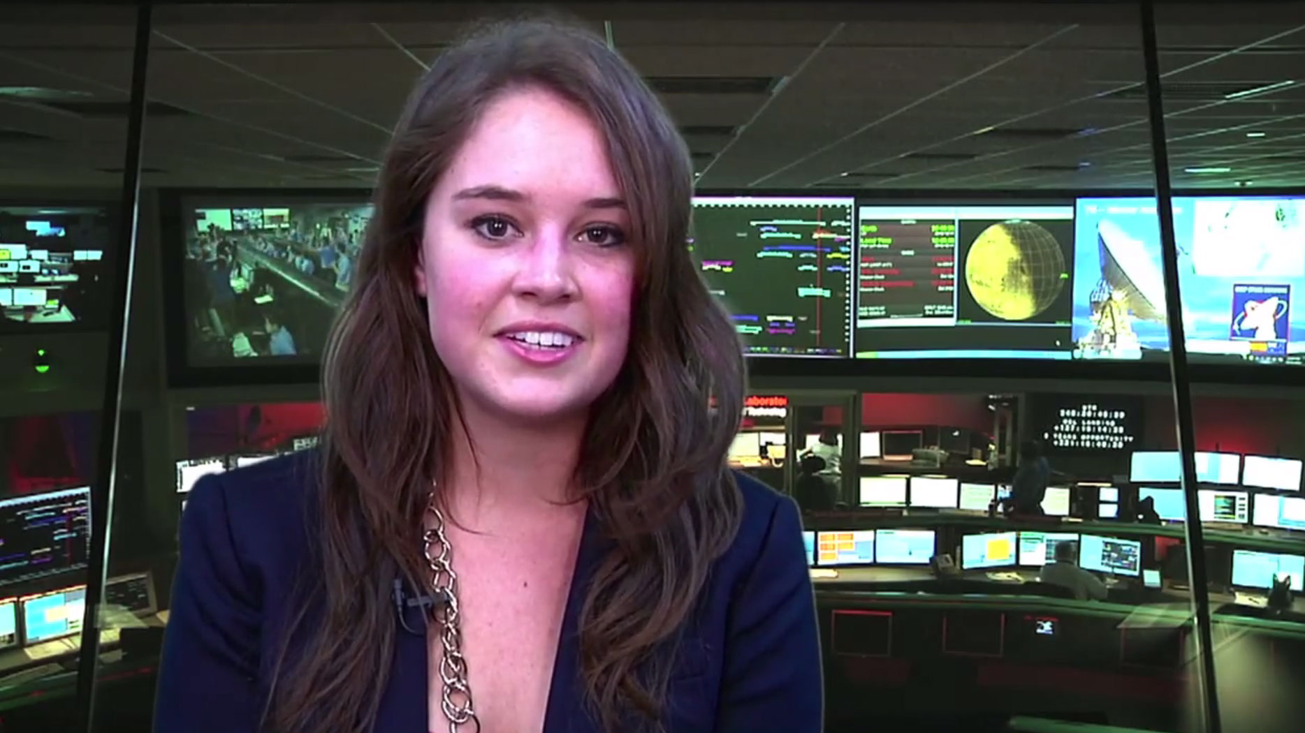 Alyx Stevens in the Space Flight Operations Center at JPL