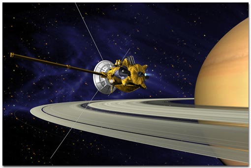 Cassini during the Saturn Orbit Insertion 