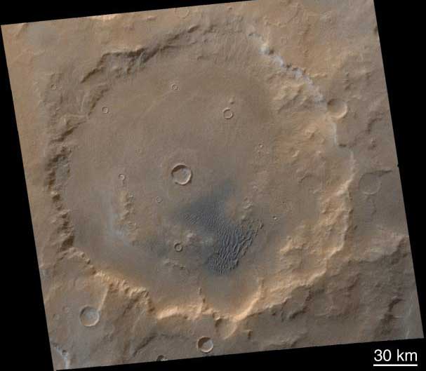 Winter Frosted Dunes in Kaiser Crater, Mars Global Surveyor