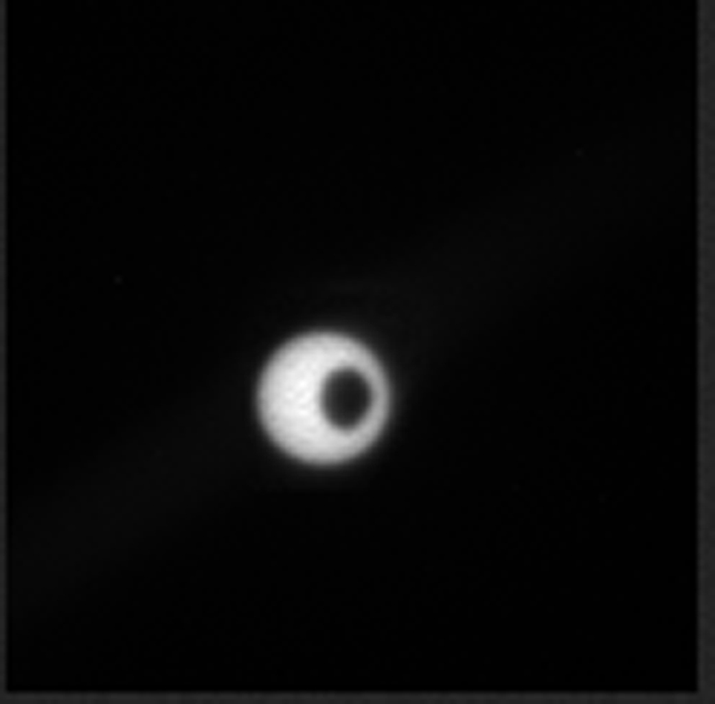Phobos transit against the sun, from Opportunity rover (NASA/JPL)