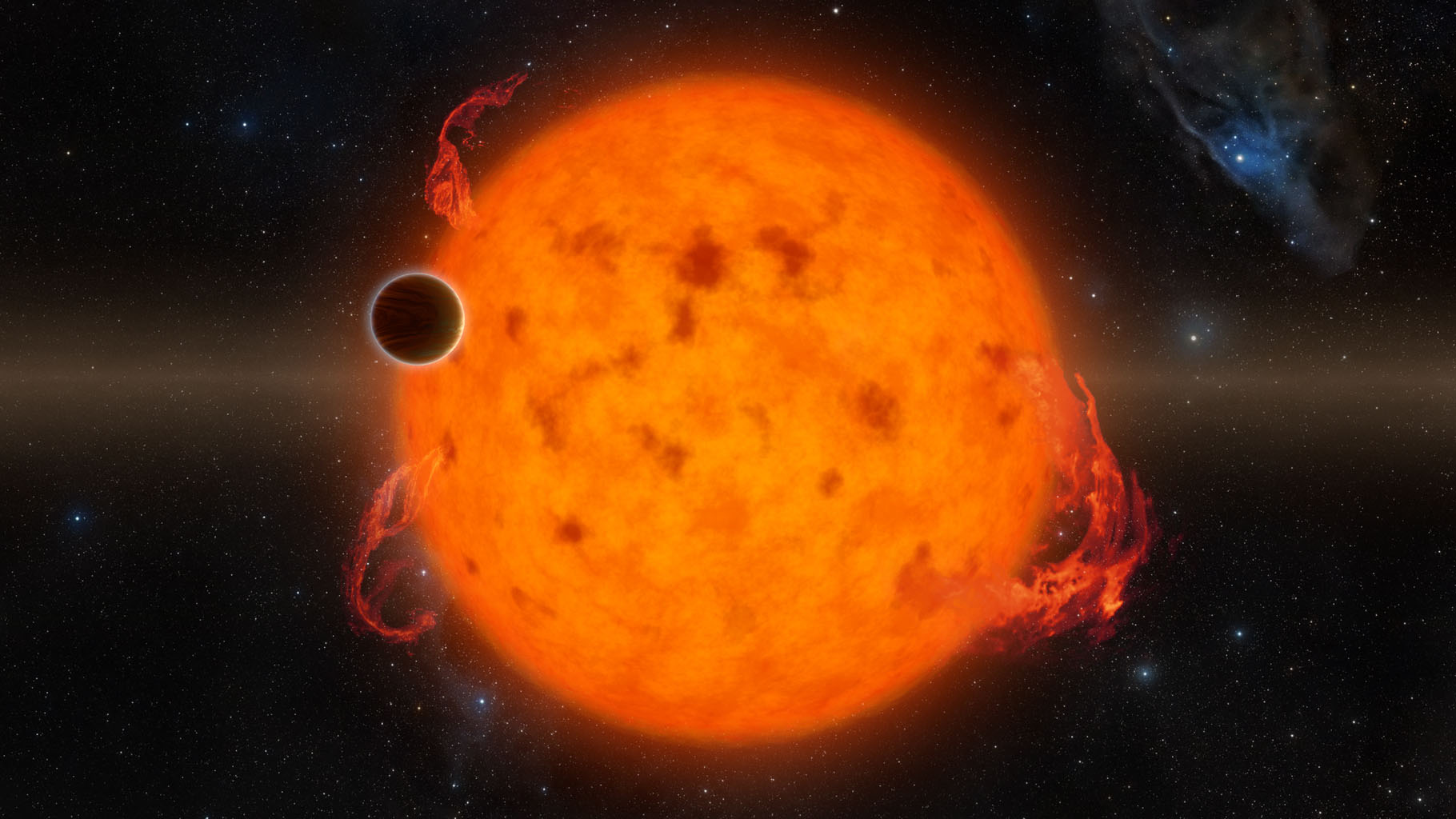 K2-33b, shown in this illustration, is one of the youngest exoplanets detected to date using NASA's Kepler Space Telescope.