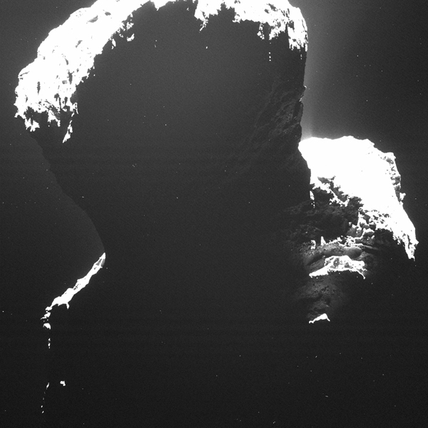 Image of the southern polar regions of comet 67P/Churyumov-Gerasimenkotaken was taken by Rosetta's Optical, Spectroscopic, and Infrared Remote Imaging System (OSIRIS) on September 29, 2014, when the comet was still experiencing the long southern winter.