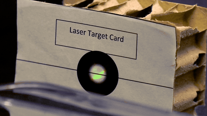 Animated image showing a laser shaking on the target card
