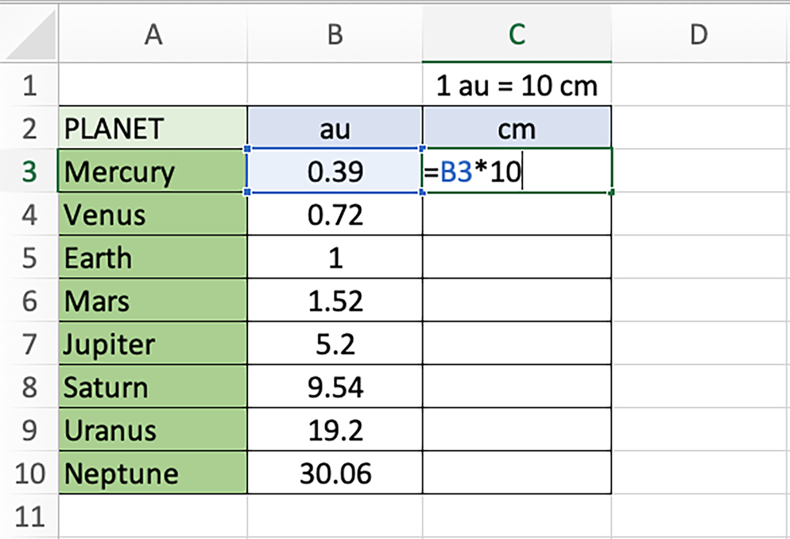 Spreadsheet screengrab of Step 4