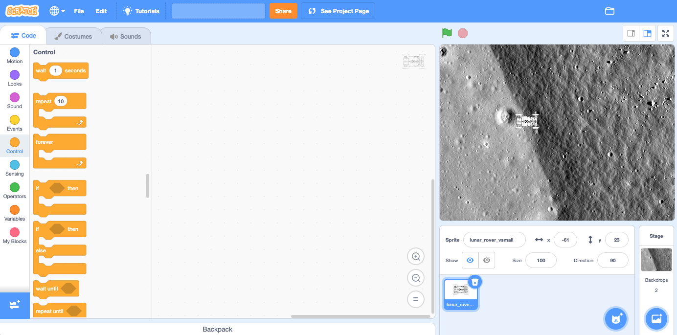 Student Project: Make a Moon or Mars Rover Game