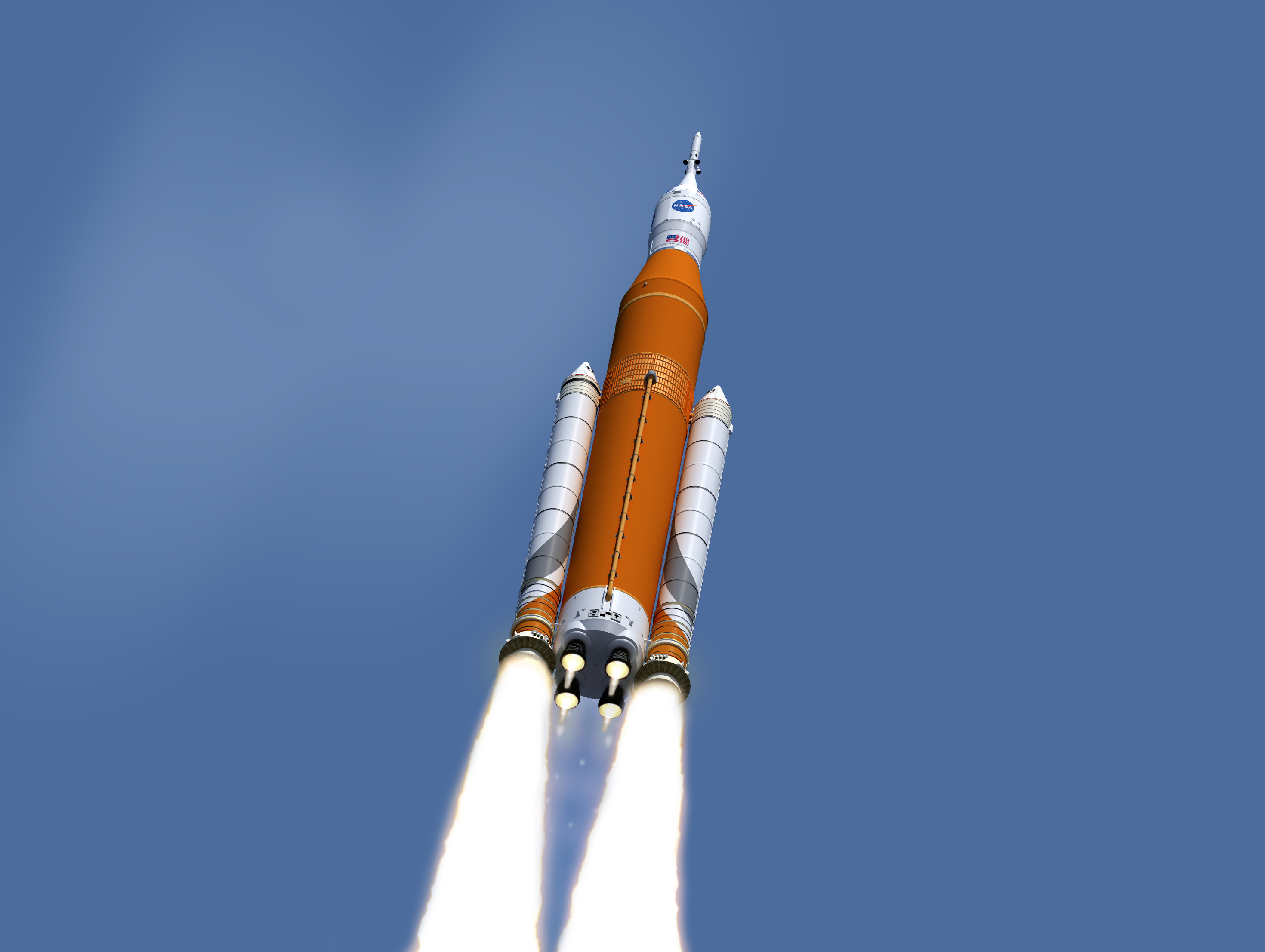 Artist's rendering of the NASA Space Launch System (SLS) launch vehicle