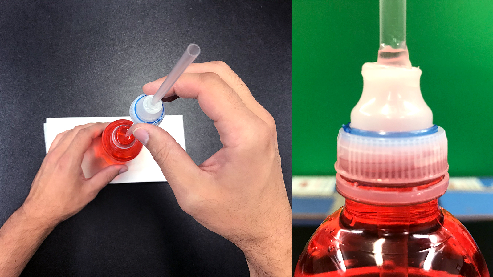 Attaching the cap to the water bottle