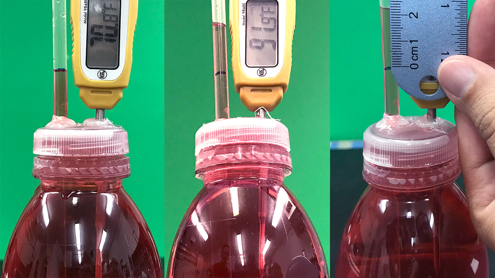 Bottle setup with a thermometer