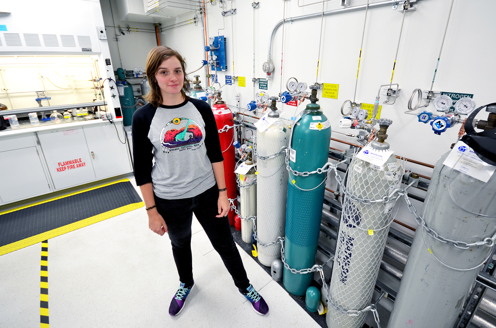 Amanda Allen stands in the abcLab at JPL