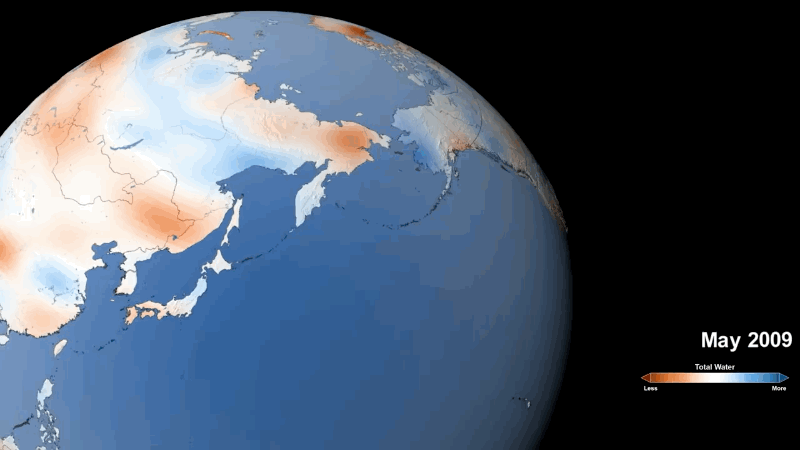 Animated heat map of water measurements on Earth