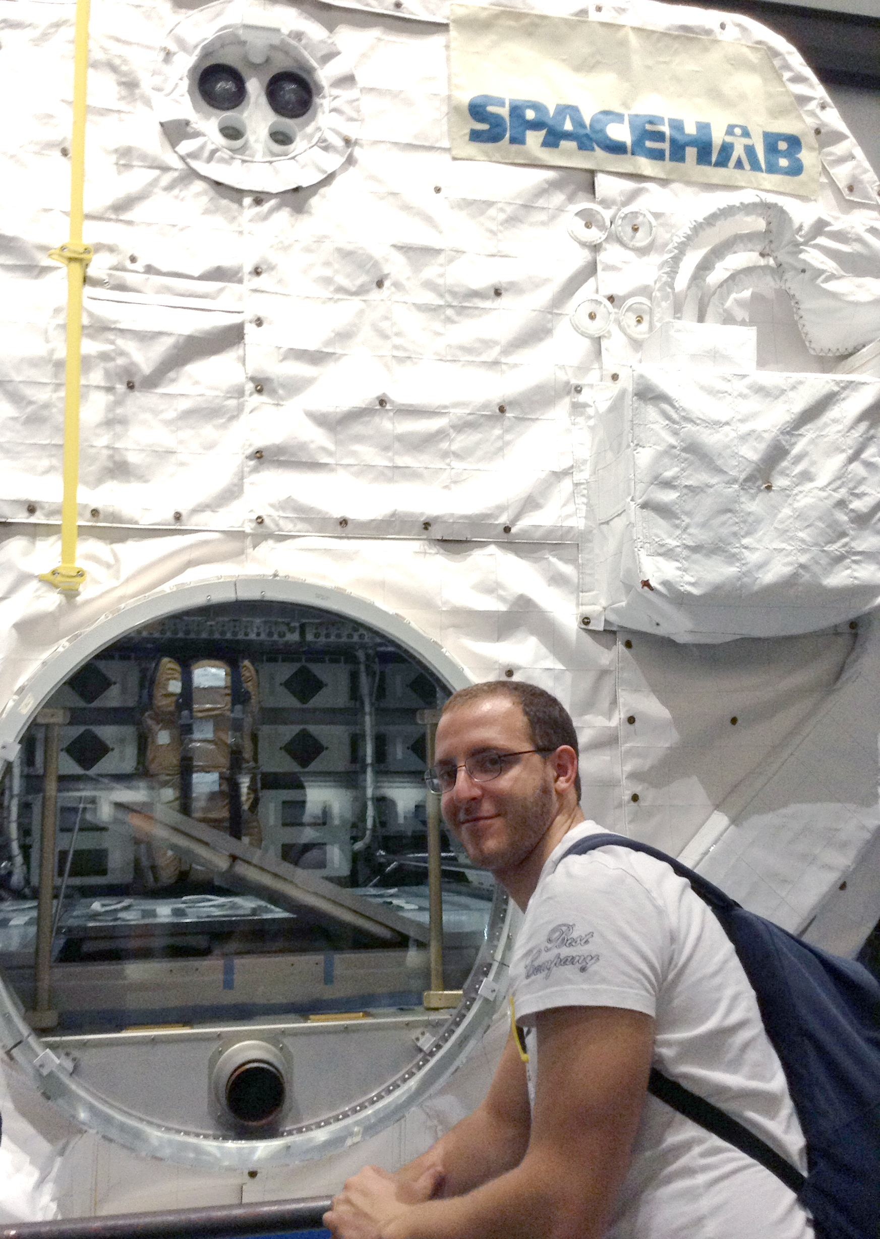 Marco Dolci in front of the Space Hab at the California Science Center in Los Angeles