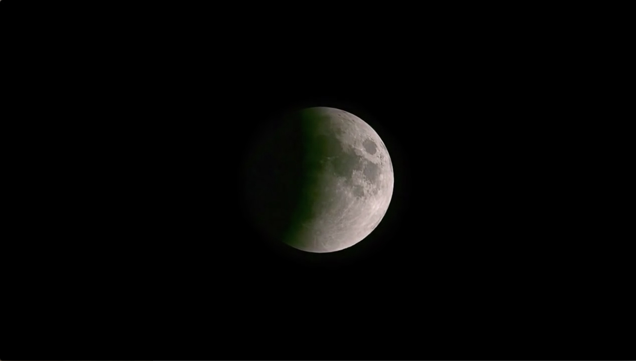 The Moon as seen during a partial lunar eclipse
