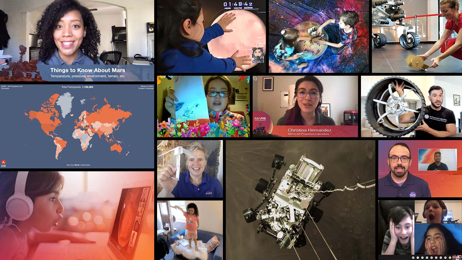 Collage of people participating in the Mission to Mars Student Challenge
