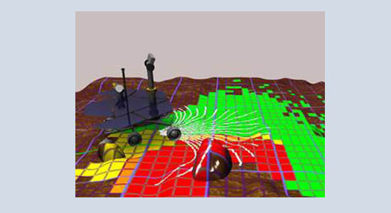 graphic showing Mars Exploration Rover navigation technique graphic showing Mars Exploration Rover navigation technique