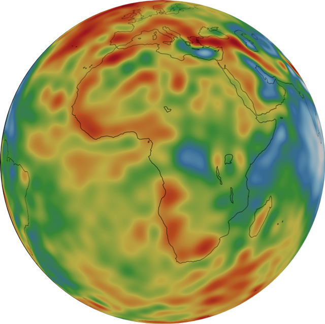 Illustration of GRACE-FO gravity data over Africa.
