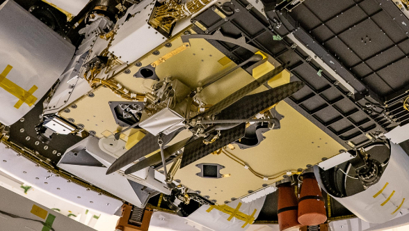 NASA's Mars Perseverance rover's descent stage was recently stacked atop the rover at Kennedy Space Center, and the two were placed in their back shell.