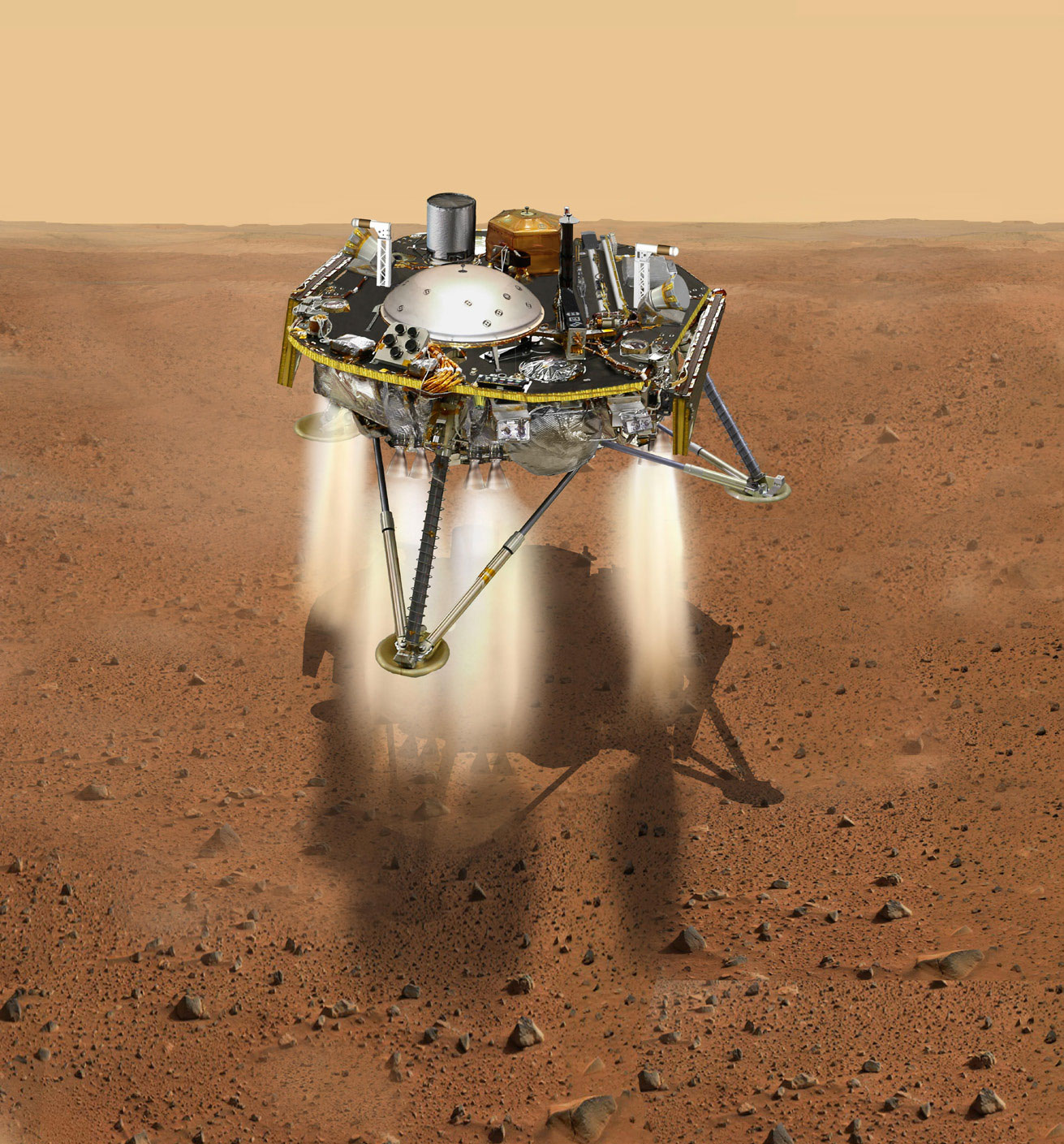 Artist's concept of Insight lander on the surface of Mars.