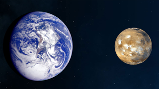 Side-by-side comparison of Earth versus Mars.