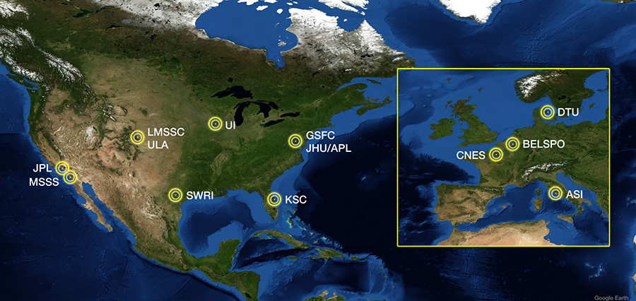 Juno mission partners across the U.S. and Europe