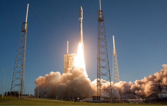 A United Launch Alliance Atlas V rocket with NASA’s Mars 2020 Perseverance rover onboard launches from Space Launch Complex 41, Thursday, July 30, 2020, at Cape Canaveral Air Force Station in Florida. The Perseverance rover is part of NASA’s Mars Exploration Program, a long-term effort of robotic exploration of the Red Planet. Photo Credit: (NASA/Joel Kowsky)