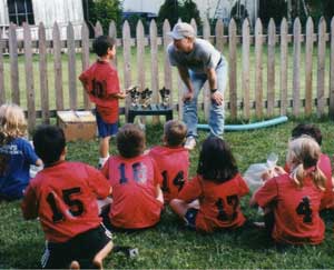 Dr. McLennan coaching kids' soccer