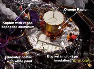 Space Technology 5 in thermal-vac test chamber