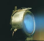 Ion engine being tested in lab.