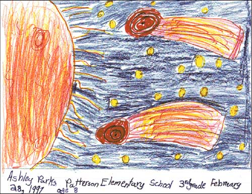 Child's drawing of comets