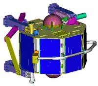 Drawing of ST5 satellite in position in launch rack.