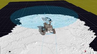 This computer simulation shows NASA's Perseverance Mars rover as it carried out its first drive using its auto-navigation feature, which allows it to avoid rocks and other hazards without input from engineers back on Earth.
