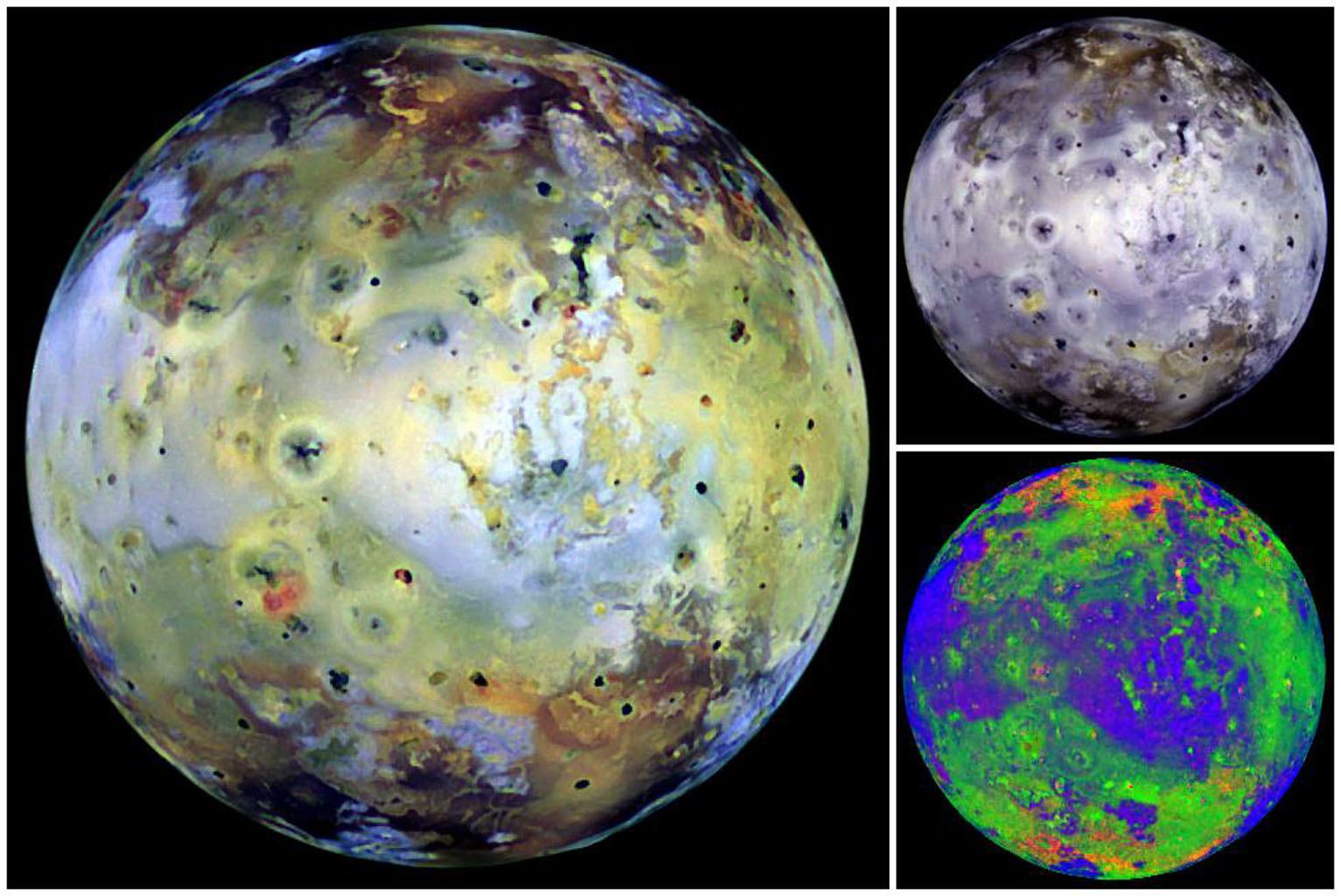 Space Images Global View of Io  in various colors