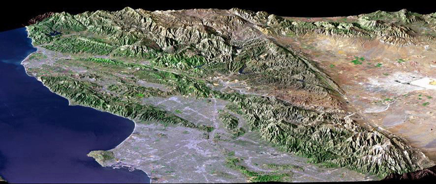 Space Images Perspective View Srtm Landsat Los Angeles Calif