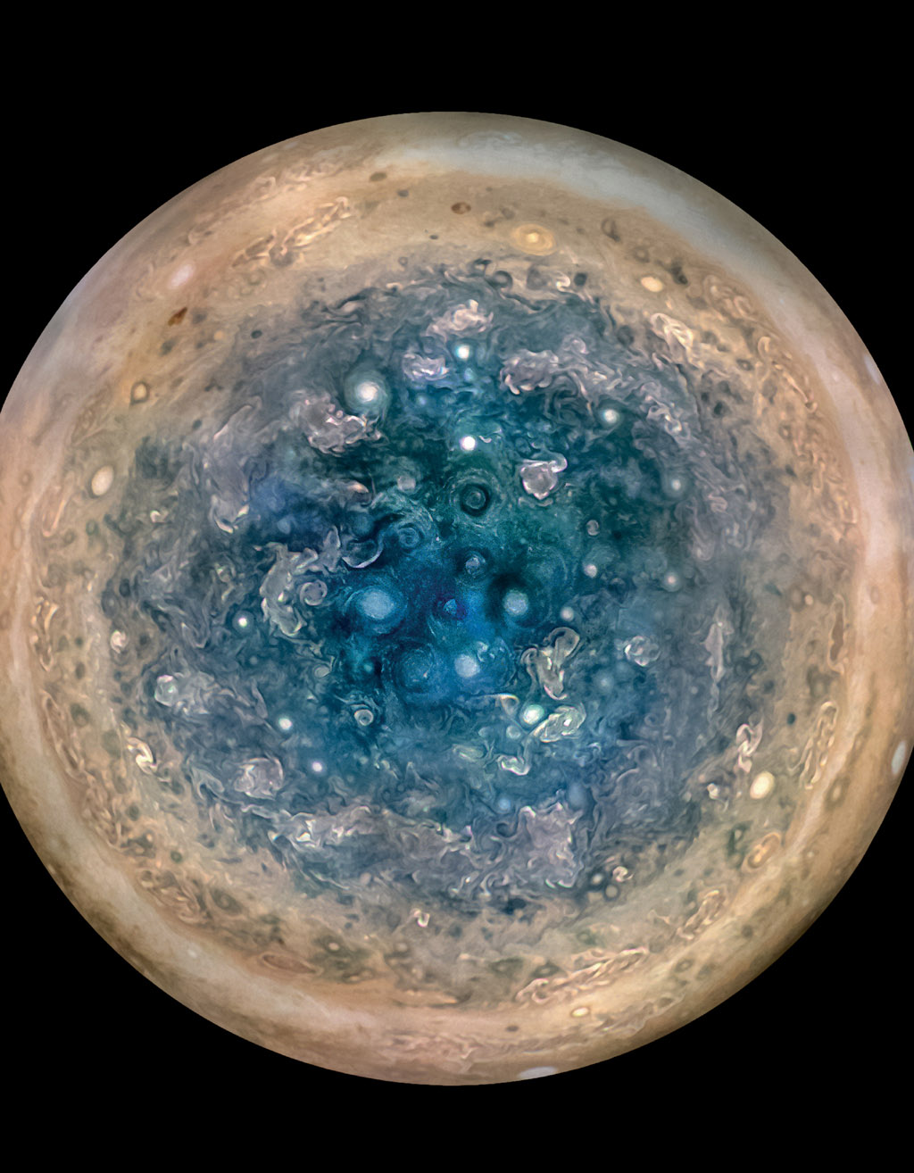 Jupiters sydpol, set af Juno-sonden