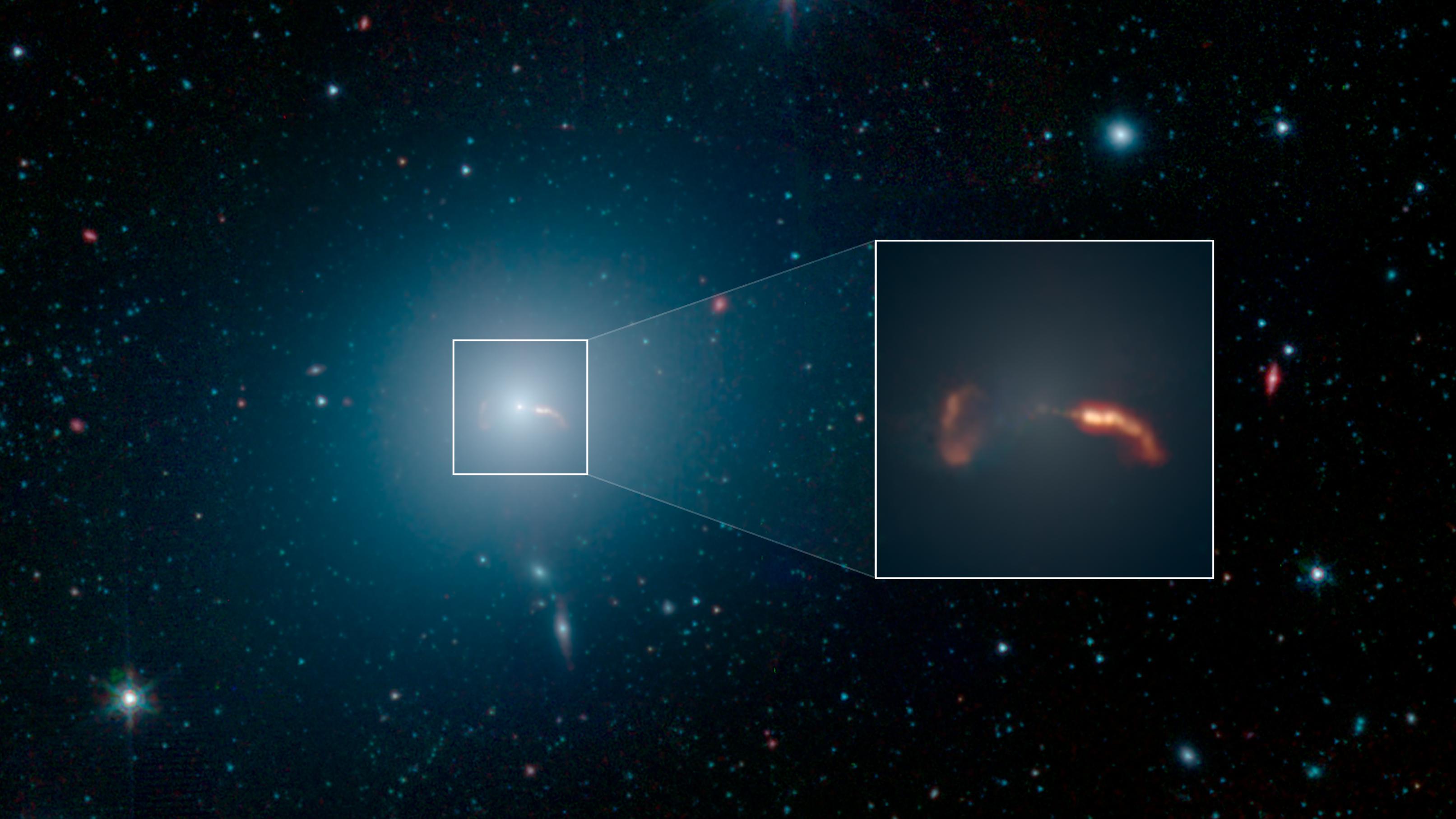 Den gigantiske M87 galakse og jettene fra det sorte hul som Event Horizon Telescope så sidste måned